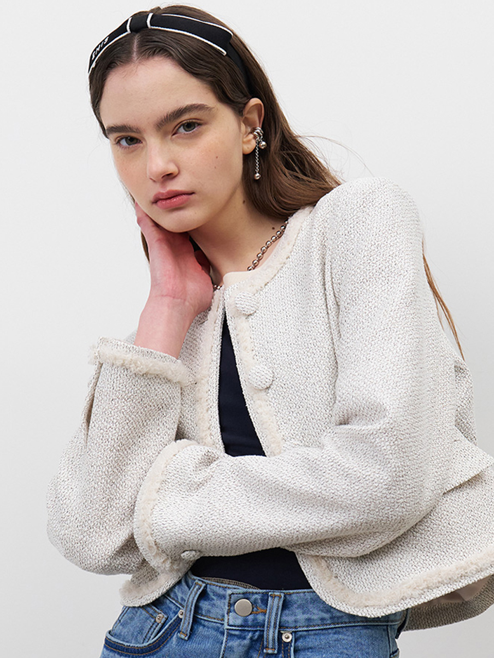 24 Spring_ White Cotton Tweed Blazer [예약]데일리 여성의류